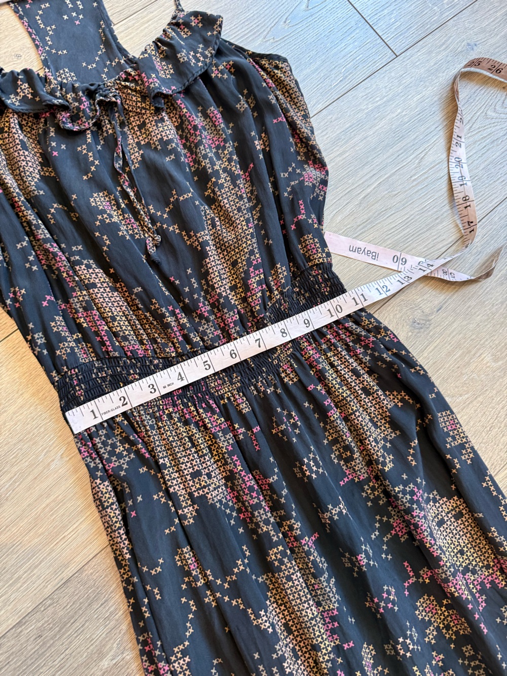 Parker Black Floral-Print Silk Maxi Dress Size Medium - Picture 9 of 12
